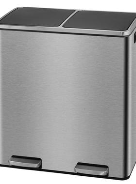 ih脚ouse垃圾桶不锈钢干湿三类踏垃桶双桶分食堂厨房卫生间圾TER