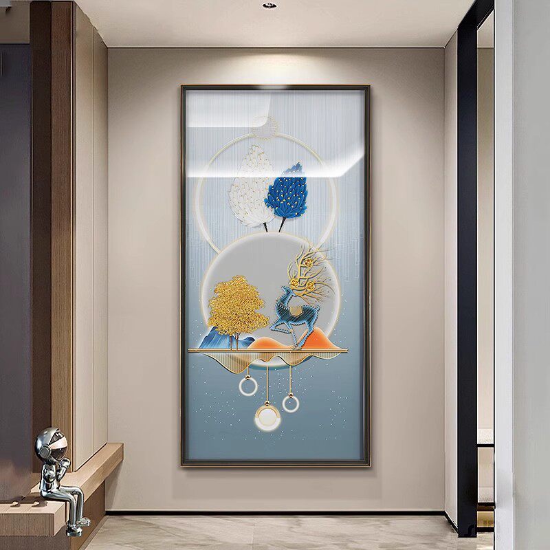 玄关装饰画客厅高档手工钉子绕线画成品实物画走廊过道正对门挂画