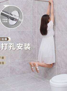 浴帘浴免打孔浴室弧形杆淋卫间洗遮挡防水布lF967S7M7型生轨道隔