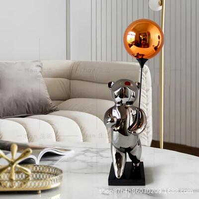 轻奢高档气球雕ALM塑儿装饰创意样板间童房客厅熊玄电视柜关工艺