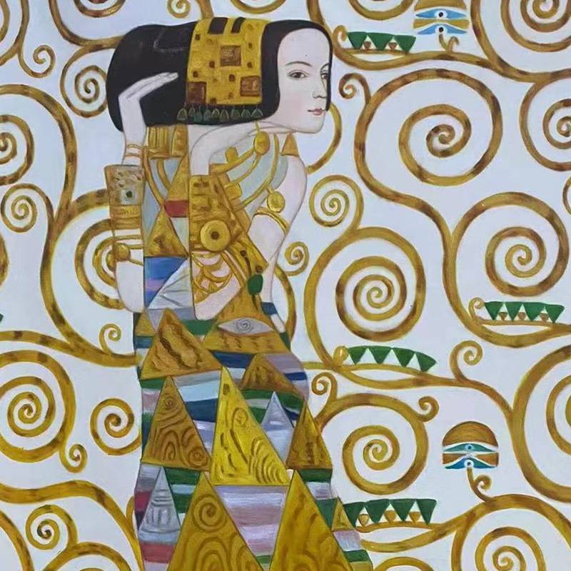 纯手绘油画克林姆特生命之树世界名画欧式卧室客厅民宿装饰画挂画图片