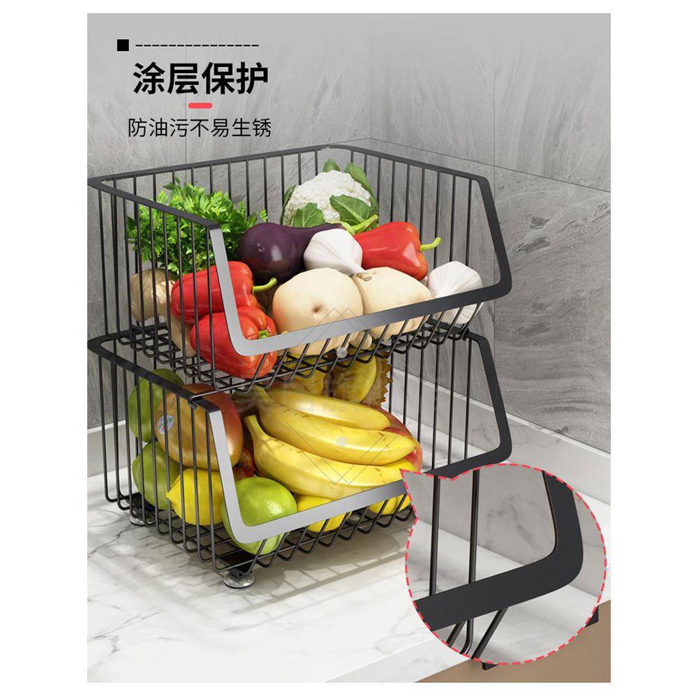 304不钢蔬菜置架厨房收纳筐物锈落地多层水果储放物菜篮架子JMY移