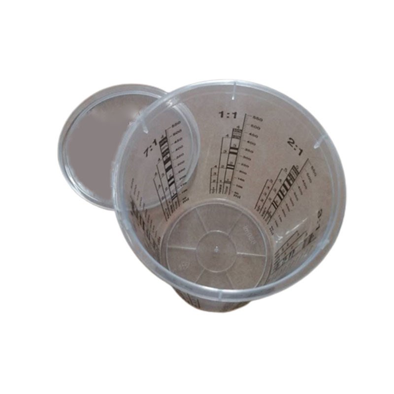 塑料pp调味调试调漆饮料果汁5QT塑料刻度印刷Q杯带盖套装透明量杯