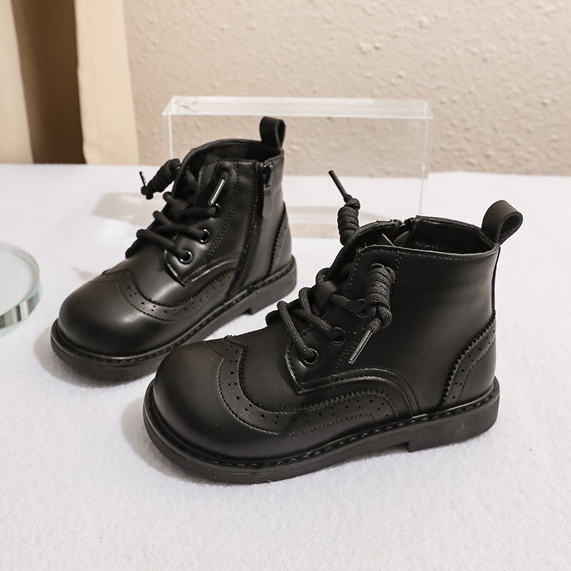 儿童鞋子2024k秋冬新款男童靴子宝宝软面软底马丁靴高帮英伦风短
