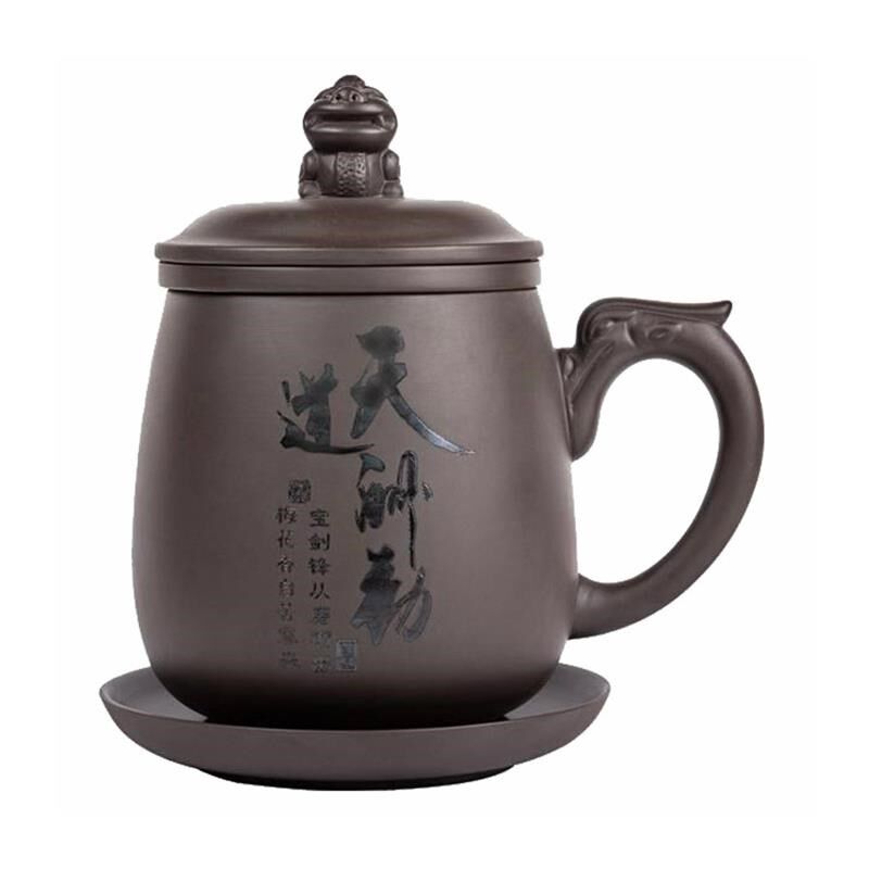 紫砂陶瓷泡茶杯男o士个人大容量喝茶水杯貔貅杯盖支持定制