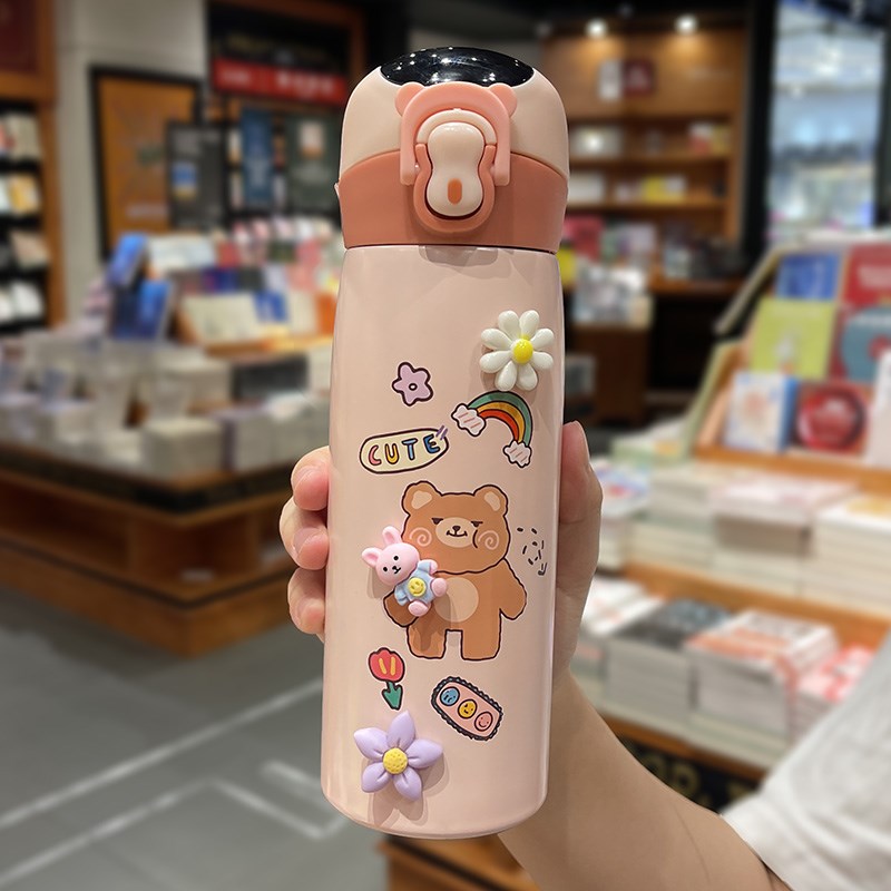 儿童智能保温杯女生可爱吸管w杯小学生上学专用显示温度水杯大容图片