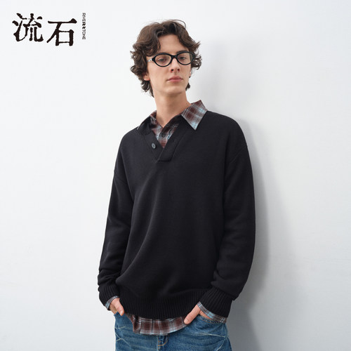 riverstone亨利领长袖随性针织衫