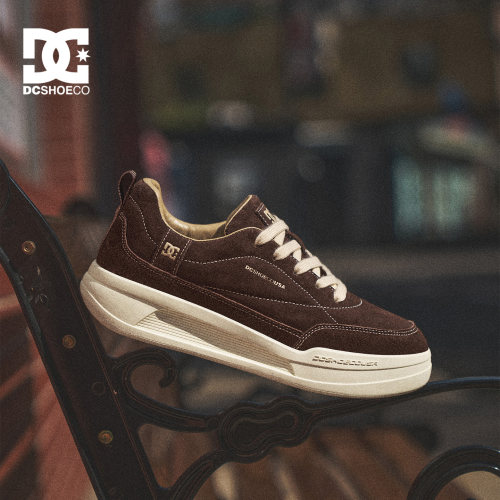 DCSHOES FLUX  美拉德棕男士秋季板鞋真皮男鞋厚底美式复古休闲鞋