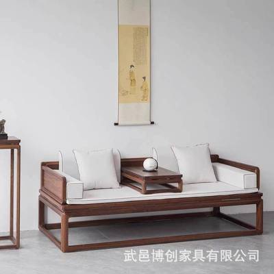 新中床式老榆罗GPE汉罗汉榻美人榻榻中木式家具单人榻米沙发床客