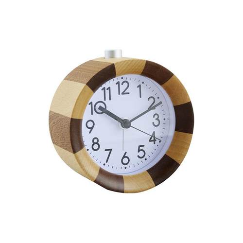 原木拼接闹迷钟创意实木木头钟学生贪睡FOK懒人钟你夜光接闹拼钟