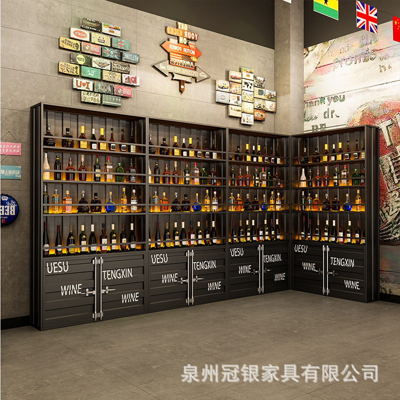 工业风集装箱落地展示酒架