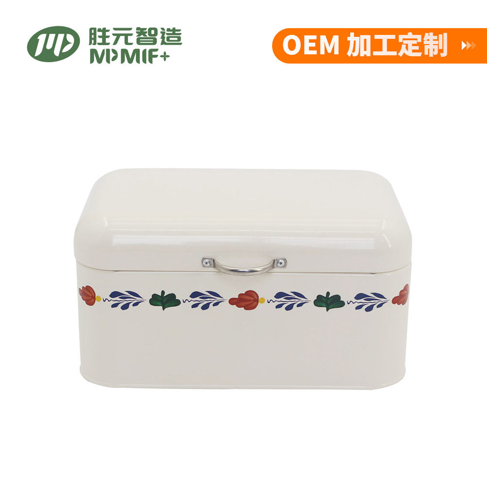美式贴花纸面包箱家用厨房翻盖面包箱收纳盒镀锌铁面包箱收纳箱