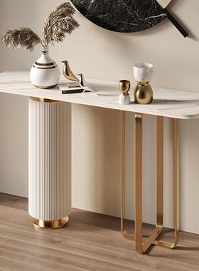 走意式轻约奢岩板玄33682关桌入户墙不锈钢玄关台靠现代简民宿廊