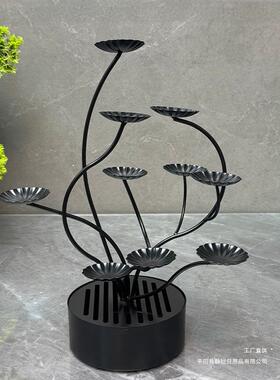 荔枝虾球摆盘铁艺花架意餐树中式干FAB冰甜装品菜品饰点心托盘创