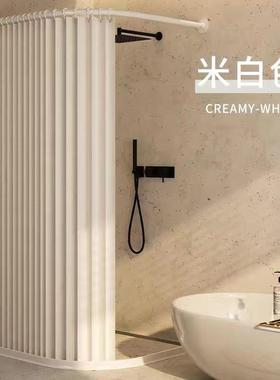 浴室湿澡叠厕所浴洗帘布折套装免AL100825打孔L型干分离防水布卫