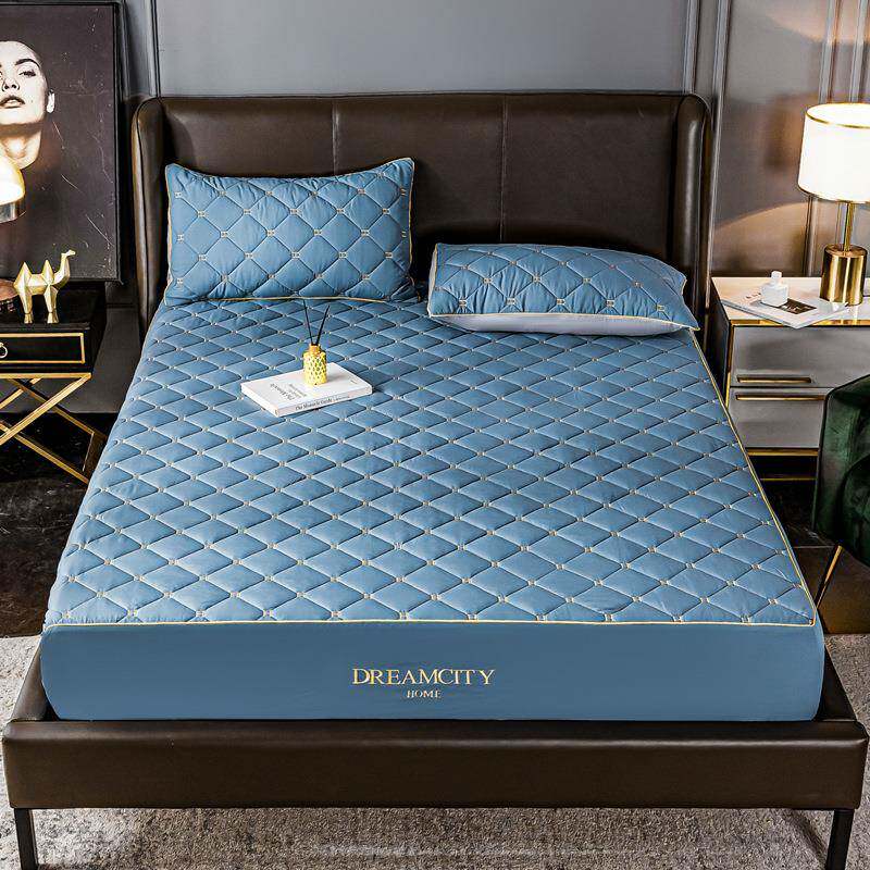 厂家直供新款纯色床床套包笠棉DNG保护套防滑固定夹床罩全防尘套