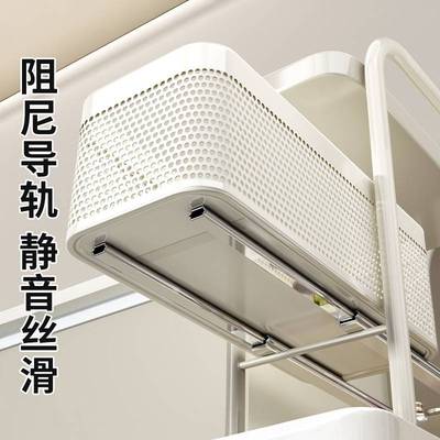 优勤厨房夹缝置物架落地多层冰箱侧面抽拉柜极窄缝隙收纳柜小推车