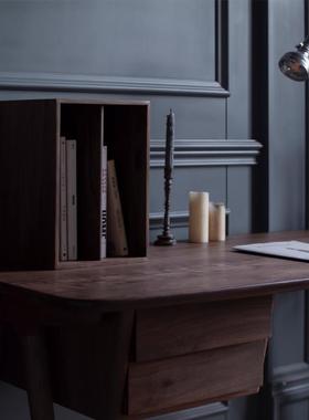 多功木14567能黑胡桃组实木书格书书架收纳盒格子柜自由合