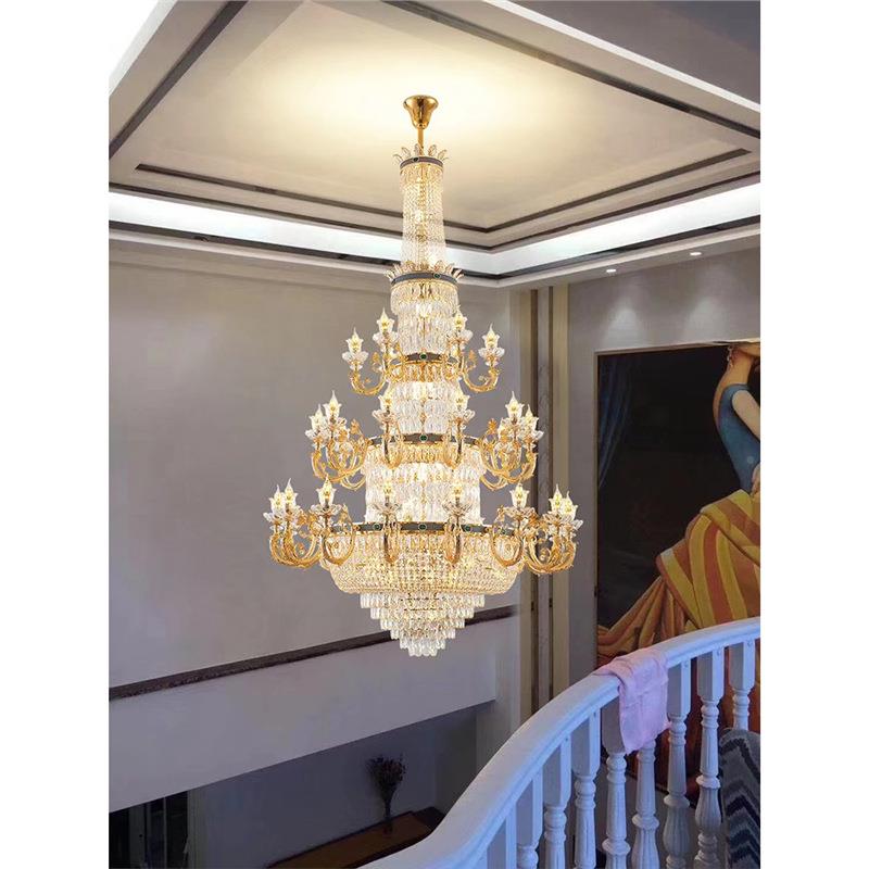 奢华大气水吊灯欧式客厅家灯JGK用餐厅卧室灯饰新款墅别复式楼挑
