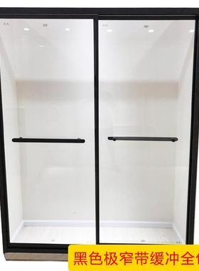 淋4浴房一字形双移门3F956MHS90不钢订制浴室玻璃卫生间锈隔断移