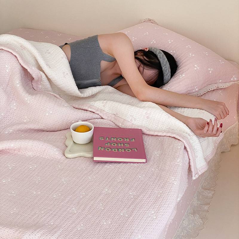 韩式夏季莱赛尔天丝纱布色织提花单双人可机洗夏凉被亲肤透气薄被