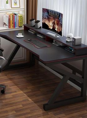 新品新品电脑台桌式家用电现竞桌PPE约代书桌带书架卧室办简公桌