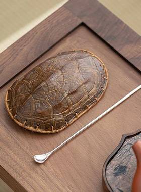 簸乌龟壳竹编茶PIK则龟甲竹箕茶则茶拨茶醒茶器赏茶宠茶竹道配件