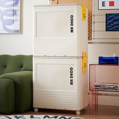 叠收纳箱特大号家用衣带轮款服被子储物柜仔玩具多公功折能带把手