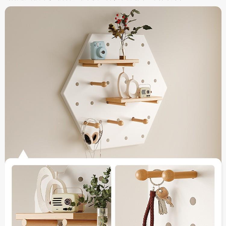 实木六墙边形洞洞板置物架户入玄关进门后墙上组KTT合装饰置物小