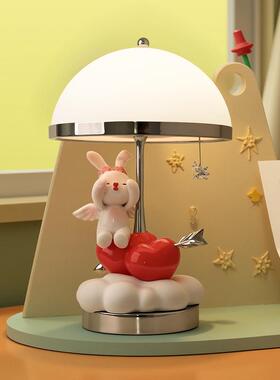 250610-2卡通温树脂馨夜灯爱神兔创意桌孩面床小头男孩女房间装饰