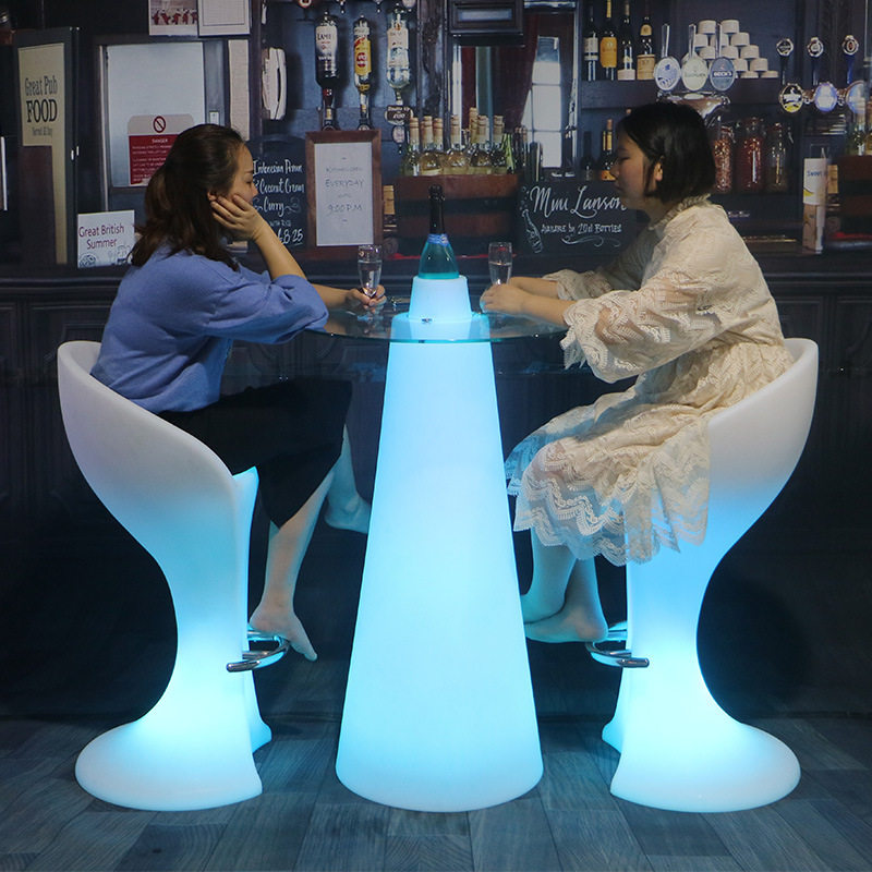 led锥形发光高脚吧台桌清吧酒吧散台充电鸡尾酒桌桌灯led酒吧桌