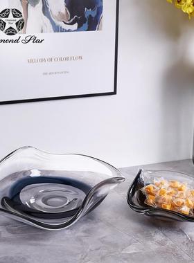 钻石星简透明玻果盘家用桌面摆件收93009软装璃饰品纳托盘果约盘