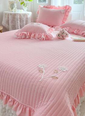 直播款手工230214花织色水新洗棉多功能床盖双人裙床款