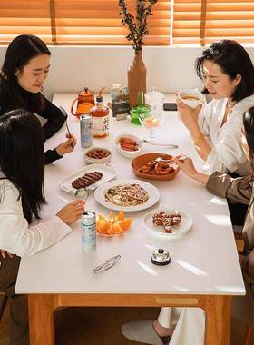 ML_留风白加厚岩板餐桌全实木家日式奶户油樱桃木小KRR型用饭桌