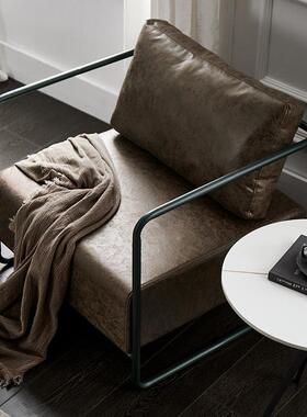 铁息沙发椅复古工业风奢轻简艺约客厅休WHK区沙发设计师单人小沙