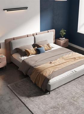 意式简主布奢艺双人床现代简约1.8米网红皮极艺床轻卧实木床ZTT婚