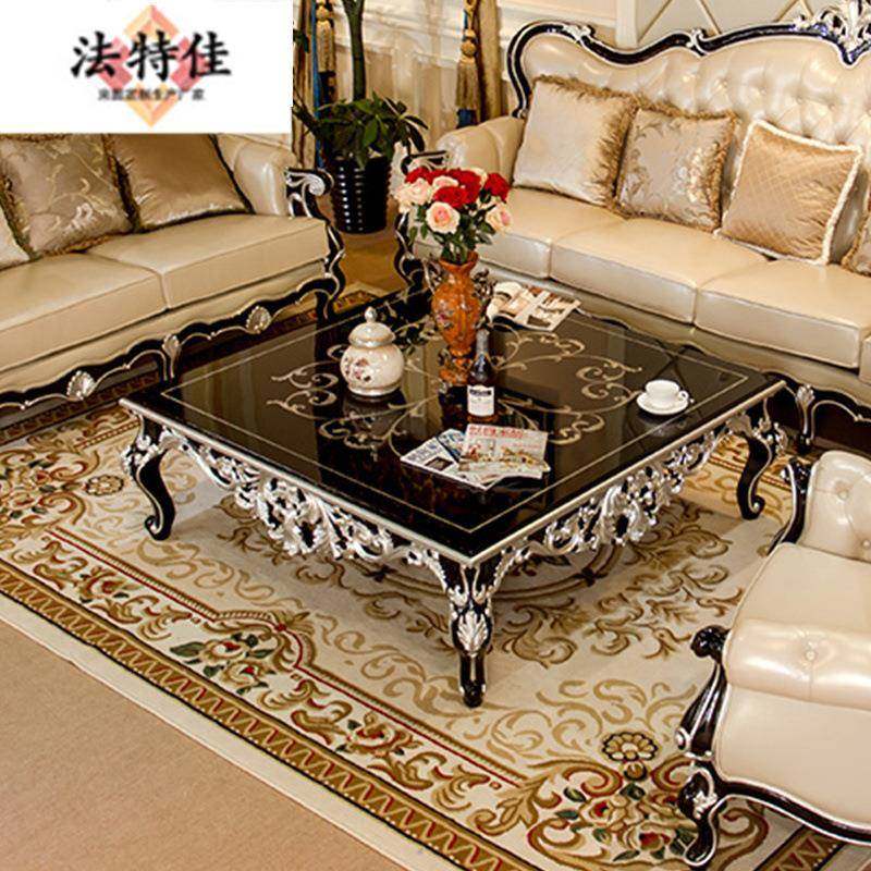 新古典客厅家具欧YQS式墅实木雕花艺发皮实木别沙发单位沙发茶几
