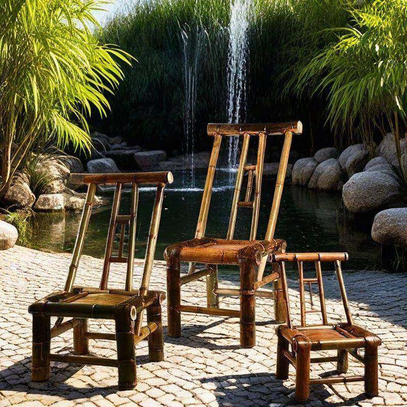 竹椅纯子靠背家用手椅工老竹凳PGX子成竹人编织藤椅竹家具儿童摄