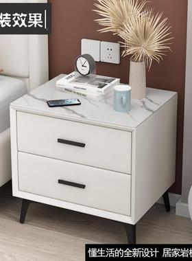 7K床头柜皮轻ARU奢简约现代小型卧质室实木床柜简易极简边板收纳