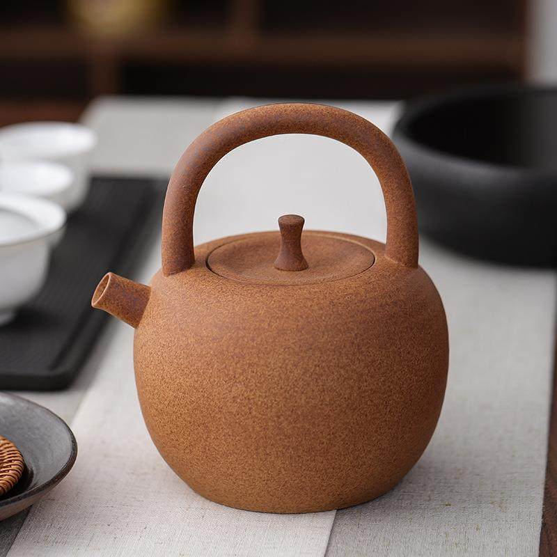 日式手工专窑变茶陶壶电陶炉煮壶用烧XAM水壶提梁陶瓷泡茶煮水煮