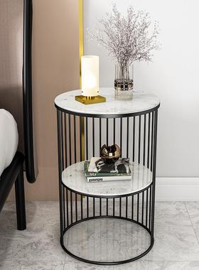 酒店大理石床头32002柜边几现简约家边用奢岩板小圆桌代轻沙发茶