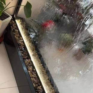 玻墙璃流水入户隔断水幕喷水泉灯光室内玄关庭院267装饰屏造景幕