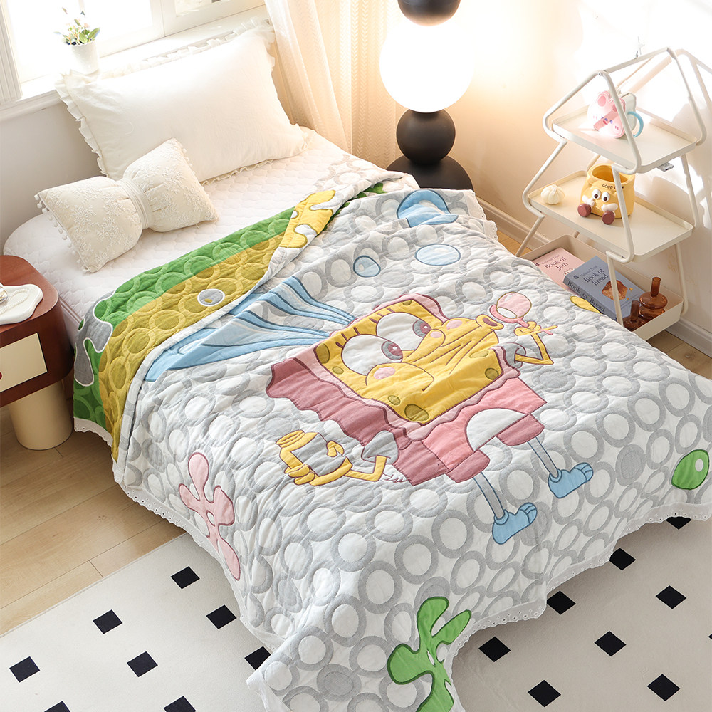 纯棉纱布盖毯新款四季通用成人午睡云朵泡芙被卡通家用全棉毛巾被