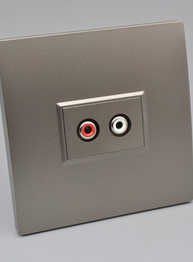 深灰色莲花音频插座8p6型墙壁多媒体免焊拧螺丝AV双孔红白音频面