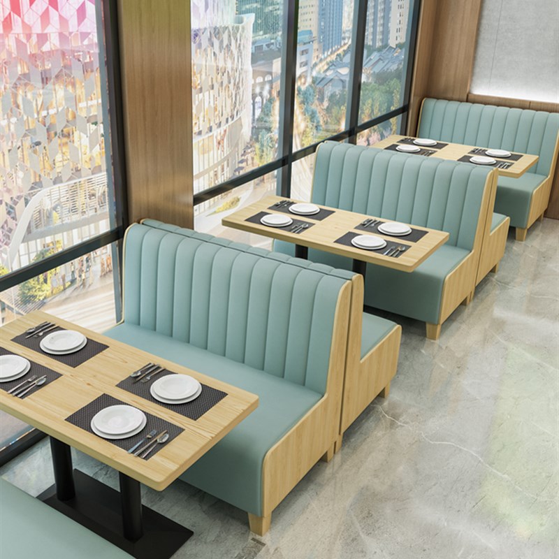 定制西餐咖啡厅甜品奶茶饭店卡座沙发桌椅组合靠墙凳商用软包汉堡