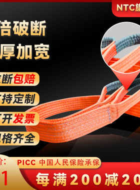 NTC国标彩色涤纶扁平吊装带3/5吨吊车双扣非白色吊绳起重工业吊带