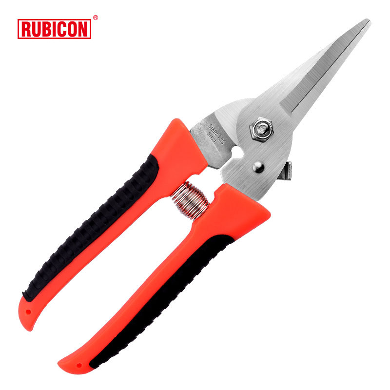 罗宾汉RUBICON 电工不锈钢多用途剪刀8寸双色防滑手柄剪刀RCZ-818