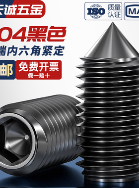 黑色304不锈钢尖端内六角机米紧定螺丝无头顶丝止付M3M4M5M6M8M10