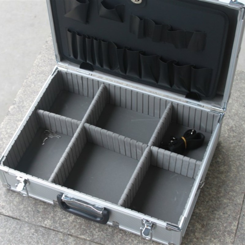 全铝合金加固 加厚密码锁铁包角工具箱 铝合金工具箱 45X33X15CM
