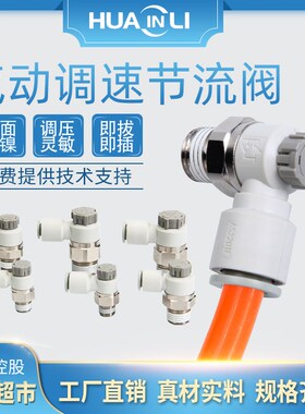 华力气动调速接头AS1201F节流阀M5-04气缸SA3201F/08SA速度控制